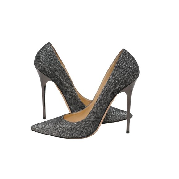 Jimmy Choo Womens Romy Pumps US8 38 Grey Silver Glitter 120mm Pointed Toe Heels - Picture 5 of 8